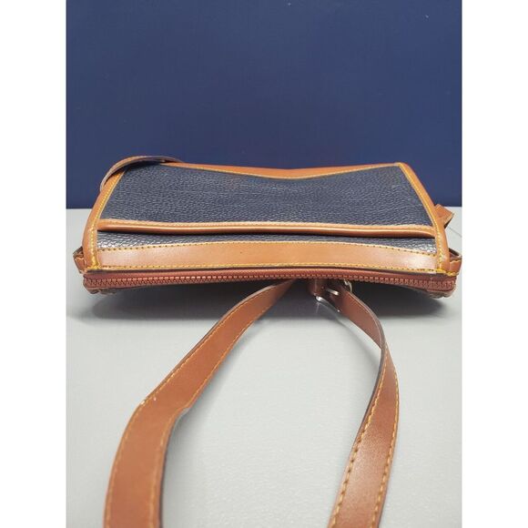 Vintage Dooney & Bourke Crossbody Purse/Bag Womens Navy‎ Brown Pebble Leather - Picture 11 of 16